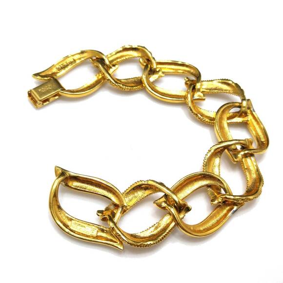 Vintage Napier Women's Bracelet, Gold Plated, Smooth Textured Links, 1980s - Picture 6 of 9